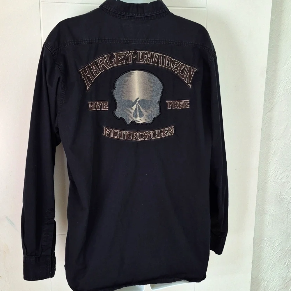 Harley-Davidson Black Long Sleeve Shirt Willie G Embroidered L - Picture 1 of 7
